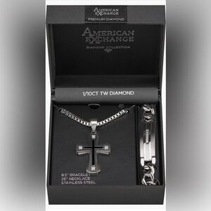 AMERICAN EXCHANGE cross necklace & bracelet/2pcs set